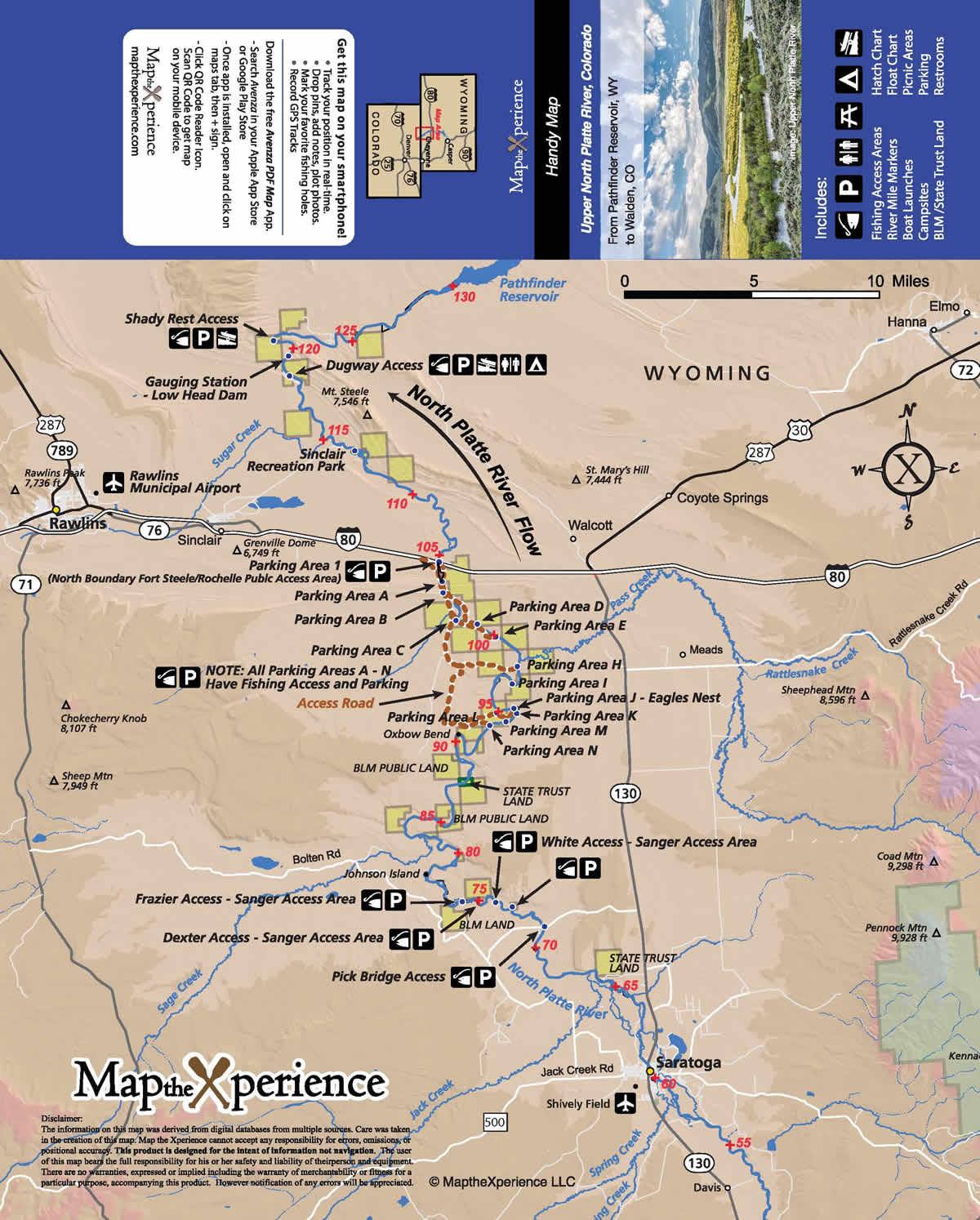 Upper North Platte River Float Map Map The Xperience North Platte River (Upper) Paper Map | Vail Valley Anglers