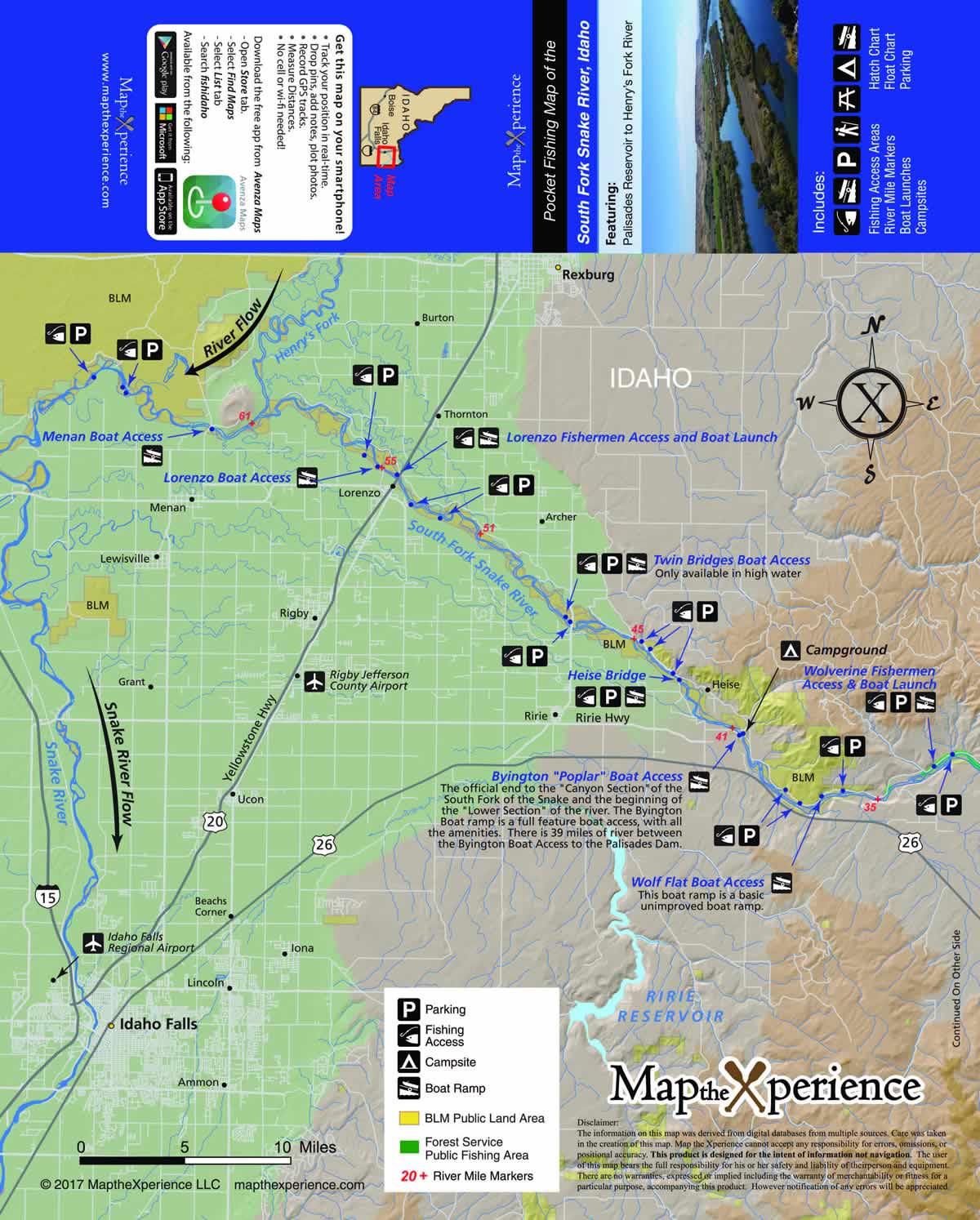 Roaring Fork River Access Map Map The Xperience South Fork Of Snake River (Id) Paper Map | Vail Valley  Anglers